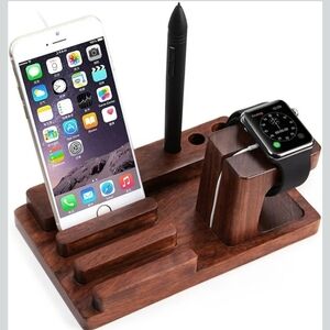 Rosewood Multi-Device Desktop Dock Station Charger Holder Cradle Stand